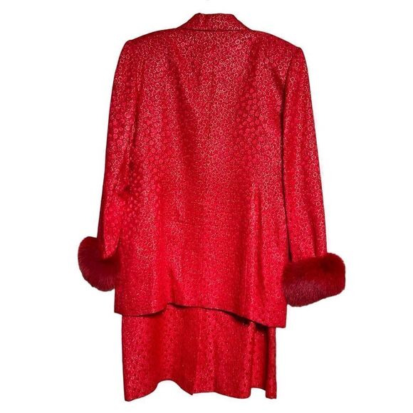 Daniela by Neicy's Red Sparkly Church Suit Skirt Suit Business Suit Size 8 - Picture 3 of 7